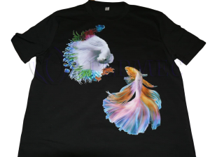 Печать на заказ на черной футболке