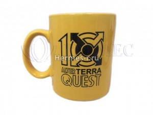 Печать на желтой кружке